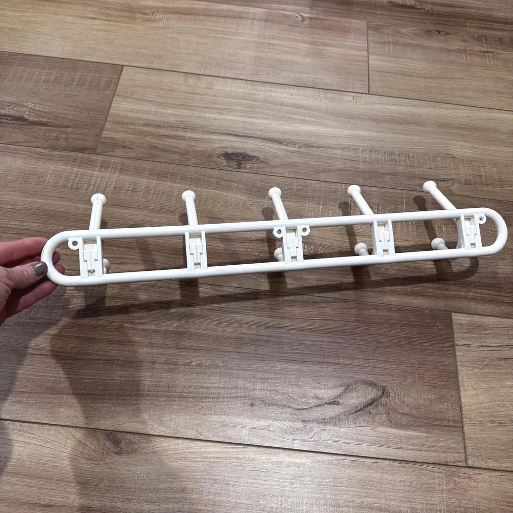 Vintage 1980s Yaffa Basic Line Hook‎ Rack: White Plastic, 5 Double Hooks